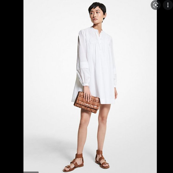 Michael Kors Cotton Lawn Dress Long Sleeve Oversized White Size S